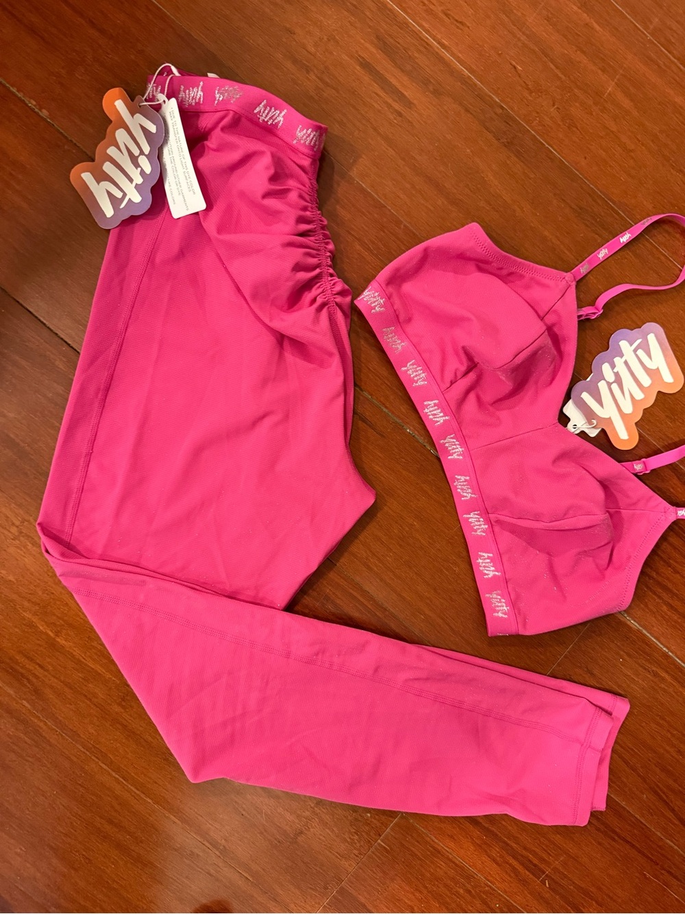 YITTY Vibrant Pink Bralette and High-Rise Leggings Set